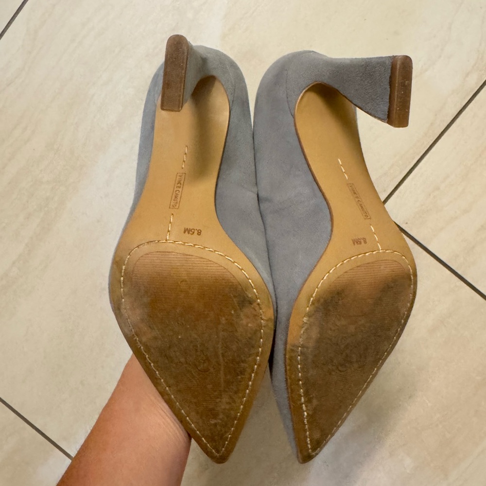 Vince Camuto Light Gray Suede Pointed-Toe Pumps - Picture 2 of 3